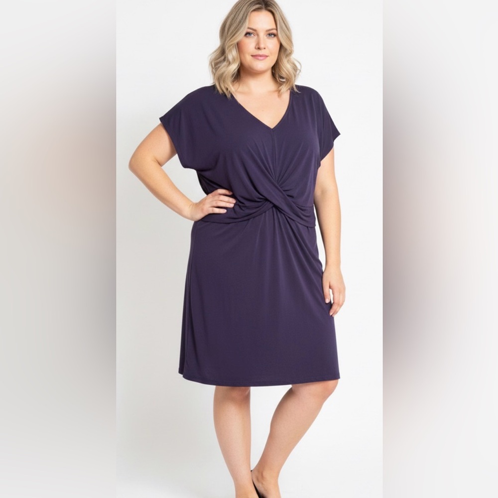 Navy Plus Size Twist-Front Dress